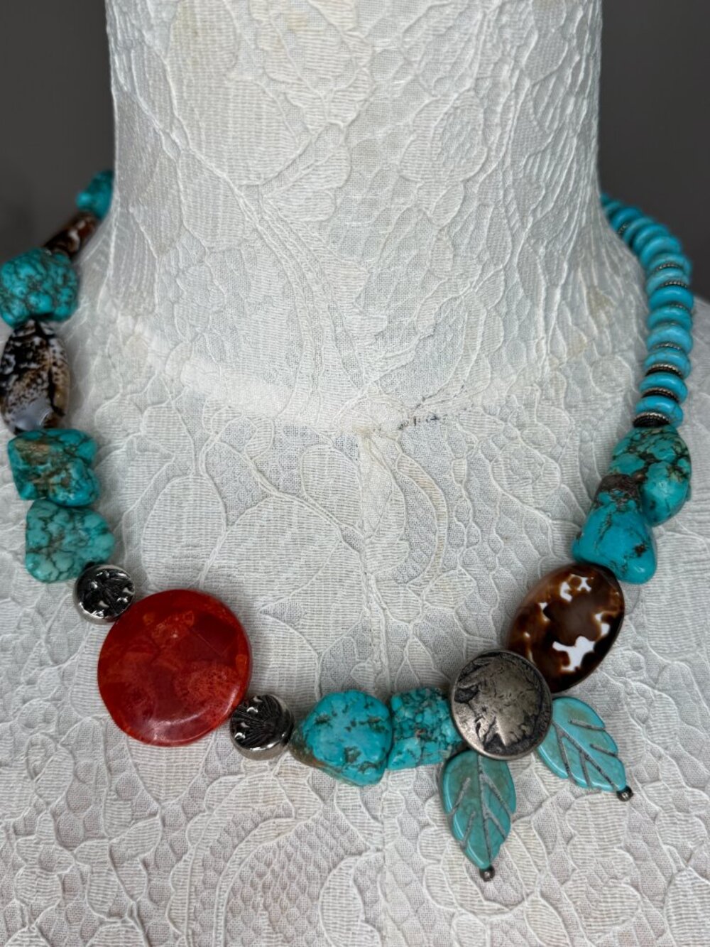 Handmade Turquoise Choker Style Necklace - Picture 4 of 4